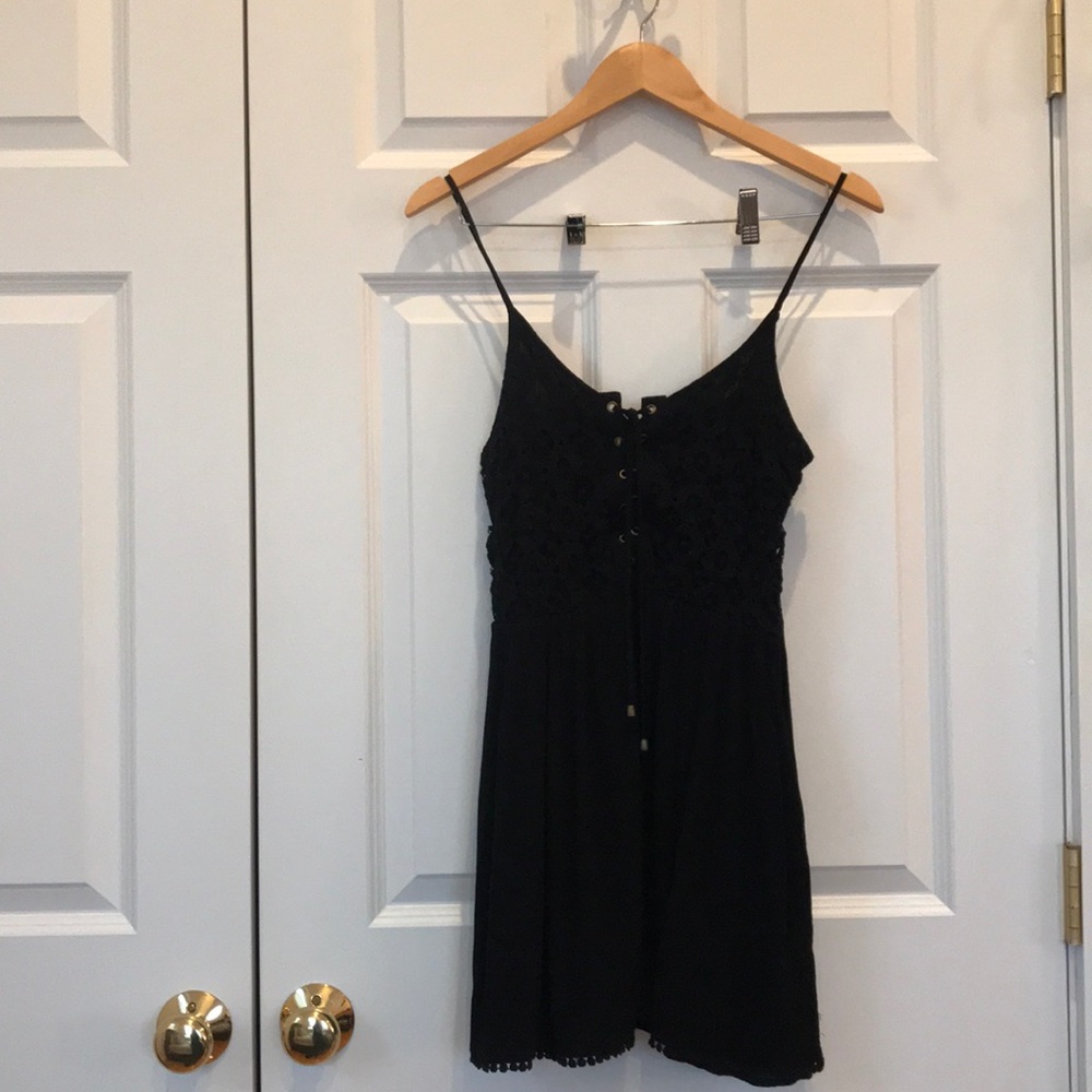 Forever 21 Lace-up Black Mini Dress